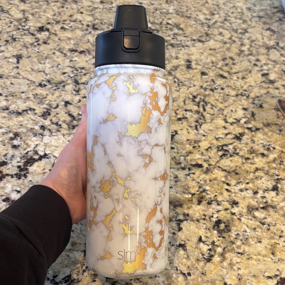 Gold and White Simple Modern Water Bottle